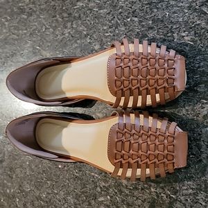 JF - LUCITA  flat heel brown slip on sandle.